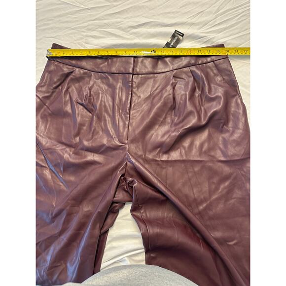 Express Womens Modern Straight High Rise Faux Leather Pants Sz 18S Purple - Picture 6 of 11